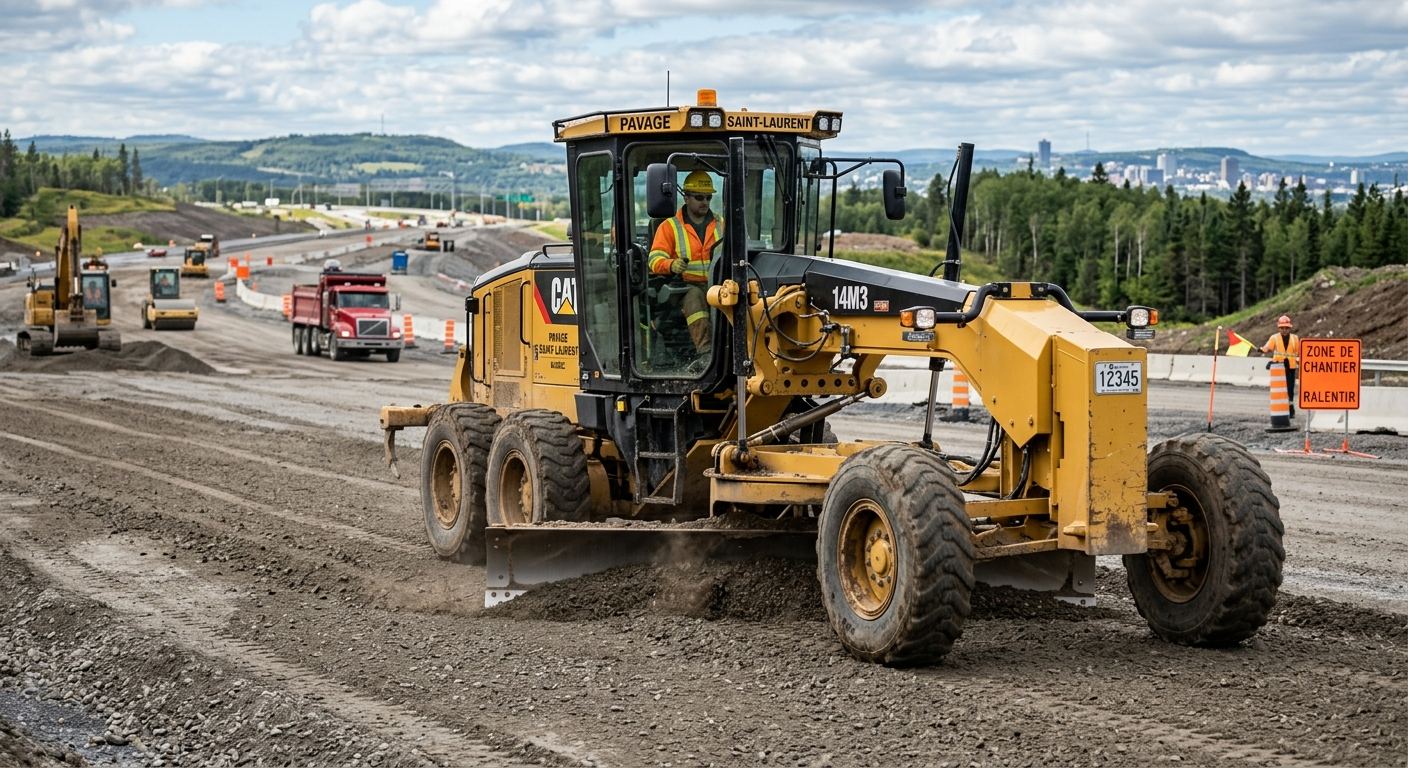 Stationnement commercial pavé à Godbout, Québec