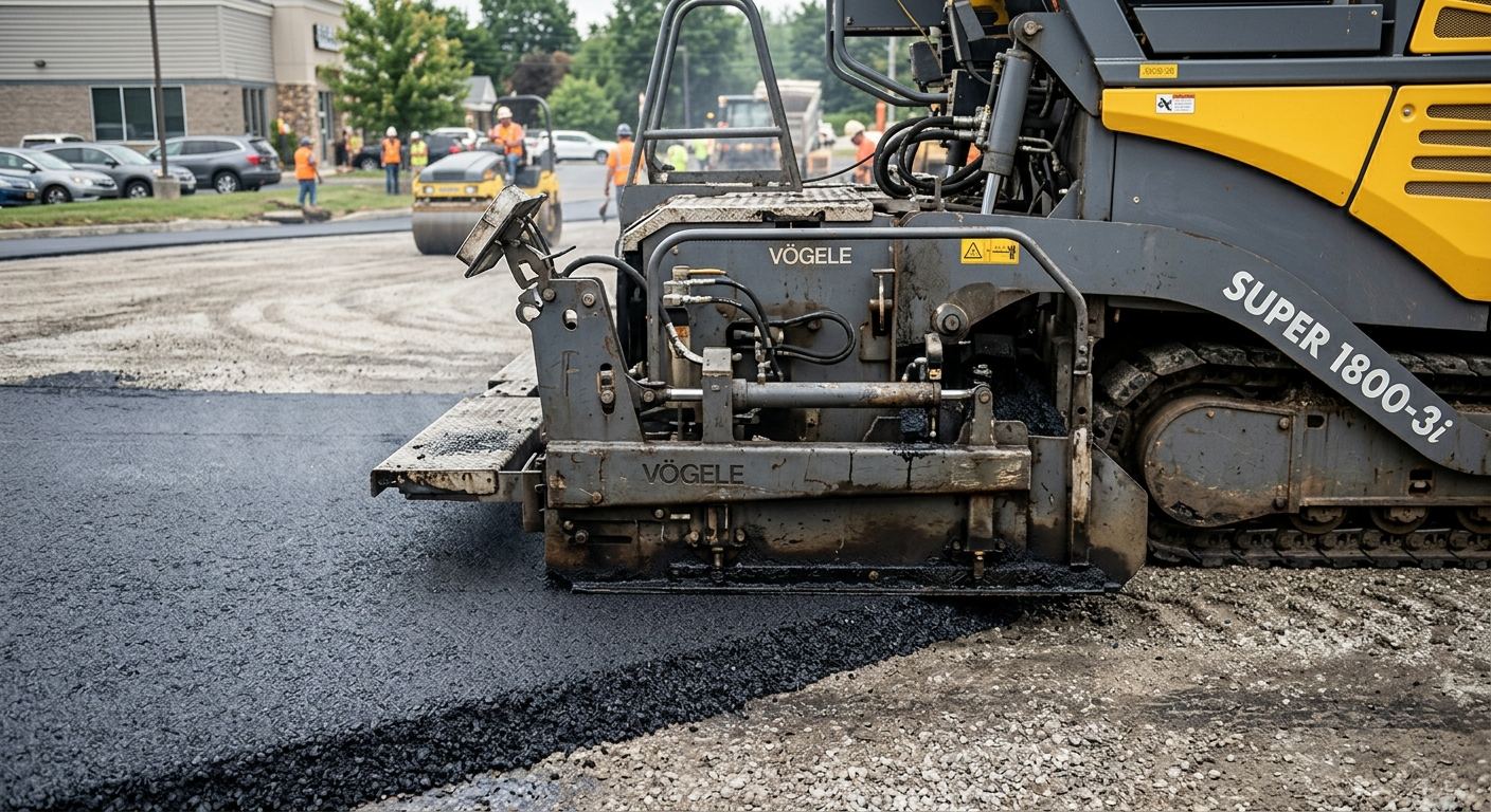 Stationnement commercial pavé à Hampden, Québec